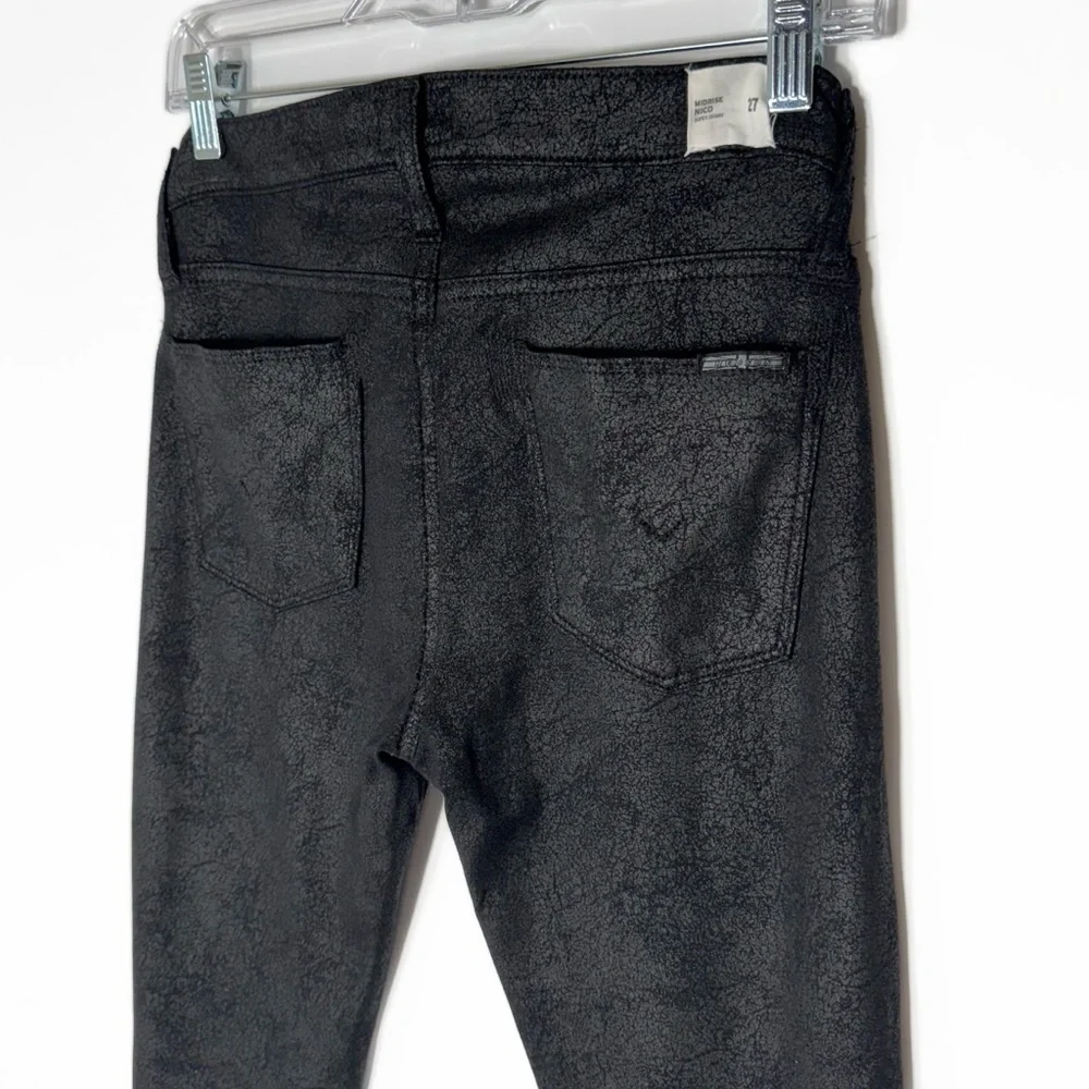 Hudson Black Crackle Ponte Knit Mid Rise Full Length Ankle Skinny Pants 4, 27